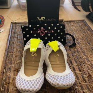 YOSI SAMRA Shoes - YOSI SAMRA Girls WhiteKnit Foldable Ballets YOSI SAMRA Shoes - YOSI SAMRA Girls WhiteKnit Foldable Ballets